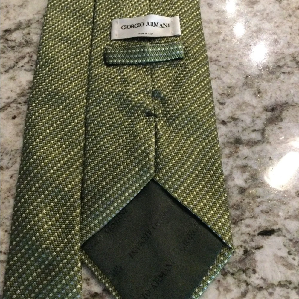 Giorgio Armani Green Textured Silk Tie with Subtle Speckle
